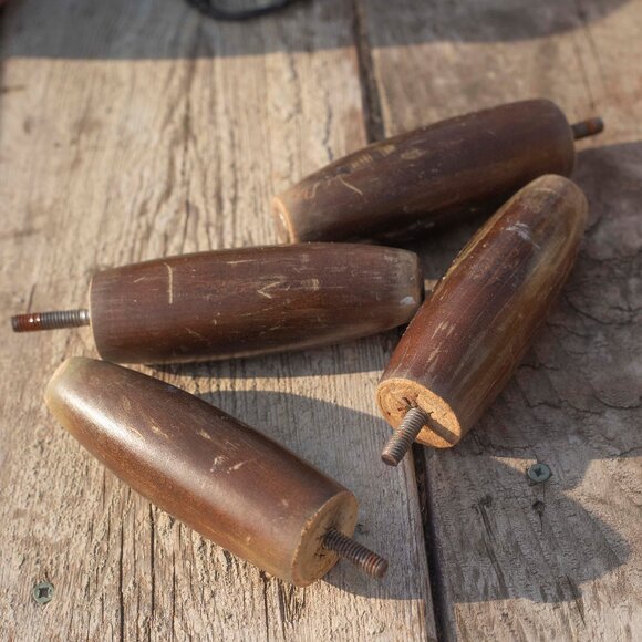 Vintage Set of 5 Inch Wooden Furniture Legs | Project Supplies | 60s 70s - Picture 2 of 2